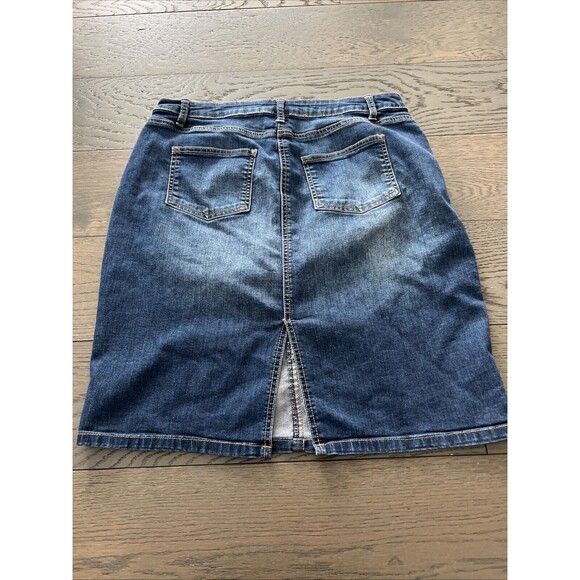 Westport Denim Midi Skirt Womens 10 Blue Jean Stretch Modest Pencil Slit Western - Picture 4 of 6